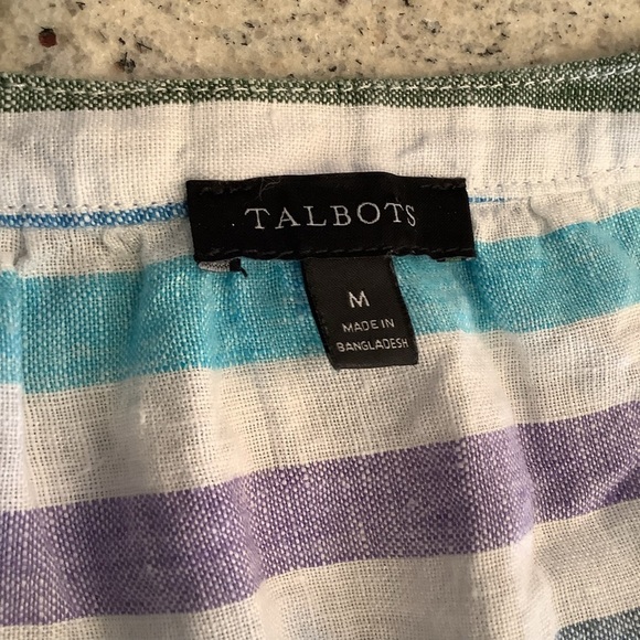 Talbots Linen Striped Women's Top Size Medium - Picture 5 of 8
